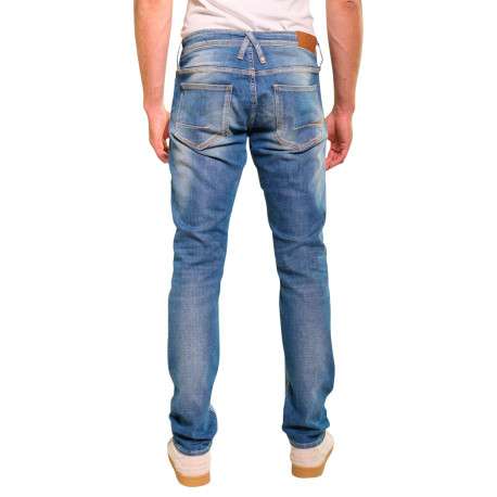 Jean en coton bleu stone délavé aux cuisses avec une coupe slim fit - Image 2