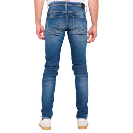 Jean en coton bleu stone délavé aux genoux avec une coupe skinny - Image 2