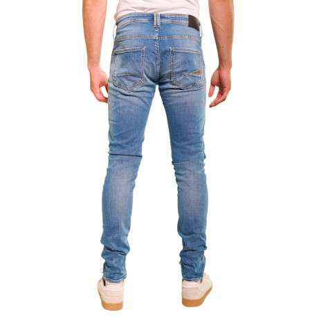 Jean en coton bleu stone délavé aux cuisses avec une coupe skinny - Image 2