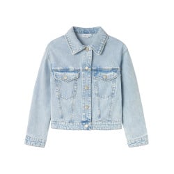 Blouson en jean en coton bleu stone uni à coupe légèrement oversize