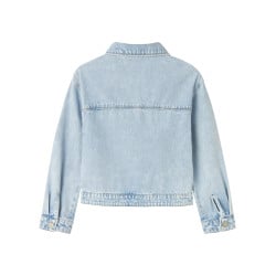 Blouson en jean en coton bleu stone uni à coupe légèrement oversize