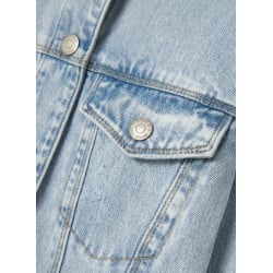 Blouson en jean en coton bleu stone uni à coupe légèrement oversize