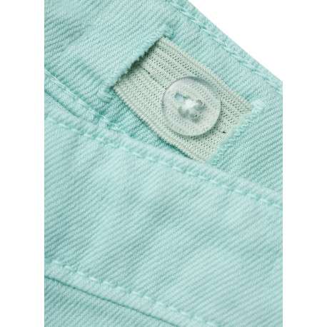 Short 5 poches en coton vert d'eau uni effiloché sur le bas à coupe regular fit - Image 3