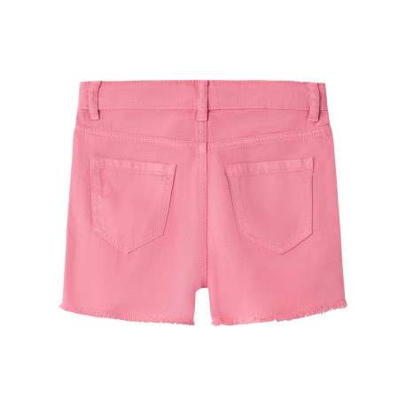 Short 5 poches en coton rose uni effiloché sur le bas à coupe regular fit - Image 2