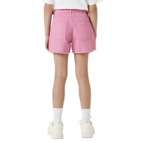 Short 5 poches en coton rose uni effiloché sur le bas à coupe regular fit - Image 5
