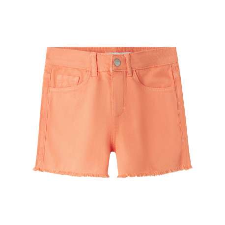 Short 5 poches en coton orange uni effiloché sur le bas à coupe regular fit