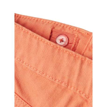 Short 5 poches en coton orange uni effiloché sur le bas à coupe regular fit - Image 3