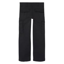 Cargo en coton noir uni avec une coupe regular fit et une taille basse
