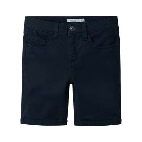 Short 5 poches en coton bleu marine uni à coupe regular fit et à taille basse