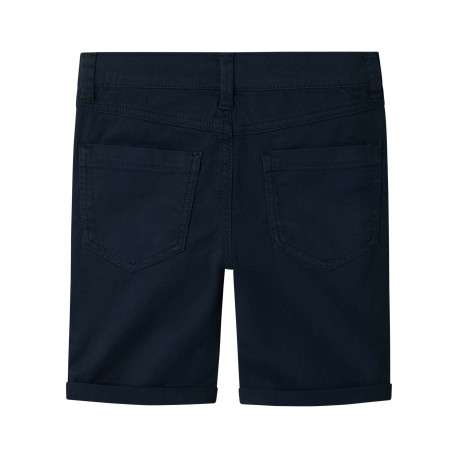 Short 5 poches en coton bleu marine uni à coupe regular fit et à taille basse - Image 2