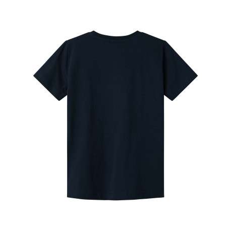 T-shirt en coton bleu marine imprimé à l'avant avec une coupe droite - Image 2