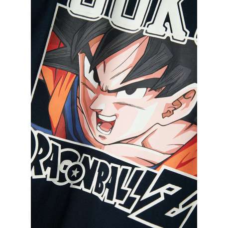 T-shirt en coton bleu marine imprimé à l'avant avec une coupe droite - Image 3