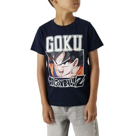 T-shirt en coton bleu marine imprimé à l'avant avec une coupe droite - Image 4