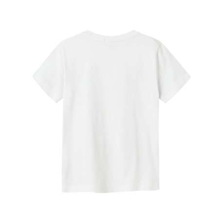 T-shirt en coton blanc imprimé à l'avant avec une coupe droite et un col rond - Image 2