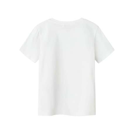T-shirt en coton blanc imprimé personnage à l'avant avec une coupe droite