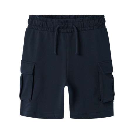 Short jogging cargo bleu marine uni à coupe droite et à taille élastiquée