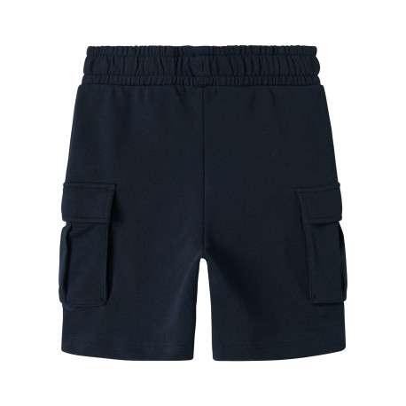 Short jogging cargo bleu marine uni à coupe droite et à taille élastiquée - Image 3