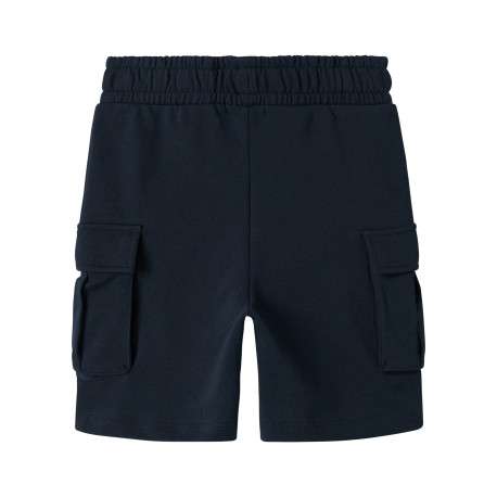 Short jogging cargo bleu marine uni à coupe droite et à taille élastiquée - Image 4