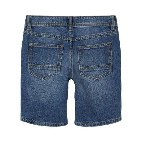 Short denim 5 poches en coton bleu indigo uni avec une coupe regular fit - Image 2