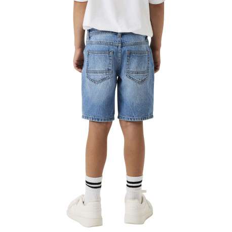 Short denim 5 poches bleu délavé en coton avec une coupe droite - Image 5