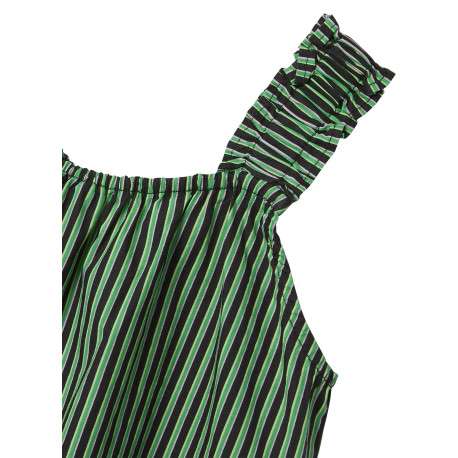 Débardeur en coton biologique vert à rayures avec un col carré élastiqué - Image 3