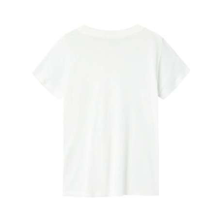 T-shirt blanc uni brodé à la poitrine et croisé sur le bas avec une coupe droite - Image 2