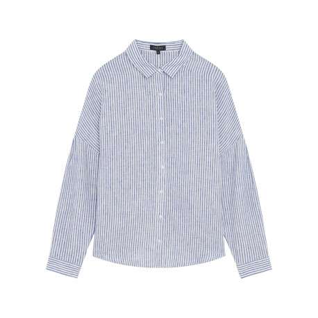 T-shirt Rayé Caroll Taille 44 Avec Fils Argent Et Dorés - Occasion Excellent état, Col V, Manches Courtes