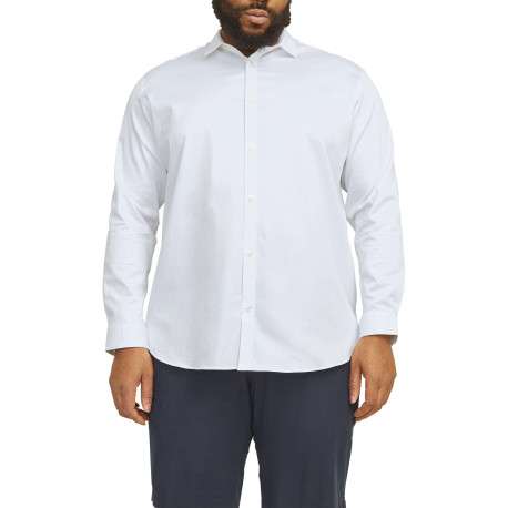 Chemise en coton blanche unie à coupe loose avec col italien et manches longues - Image 2