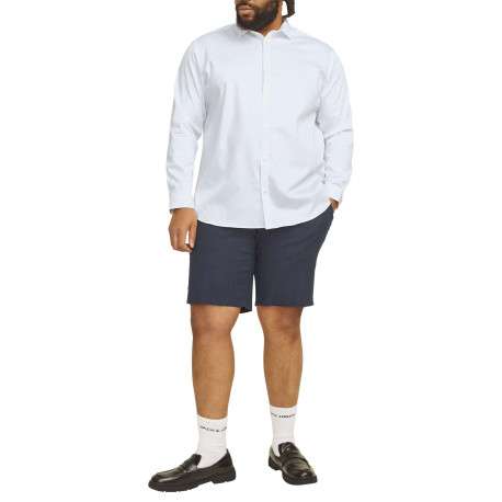 Chemise en coton blanche unie à coupe loose avec col italien et manches longues - Image 3