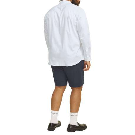 Chemise en coton blanche unie à coupe loose avec col italien et manches longues - Image 4
