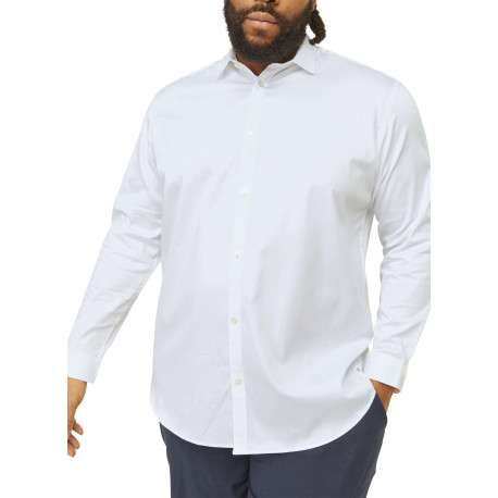 Chemise en coton blanche unie à coupe loose avec col italien et manches longues - Image 5