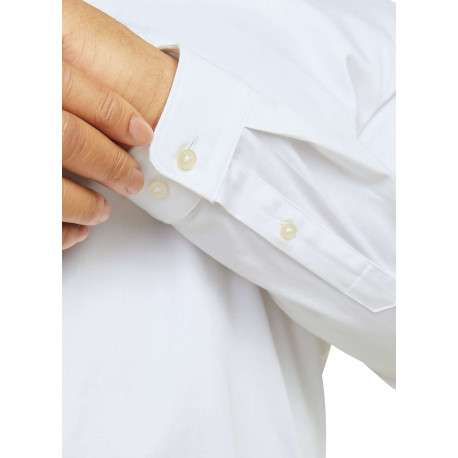 Chemise en coton blanche unie à coupe loose avec col italien et manches longues - Image 6