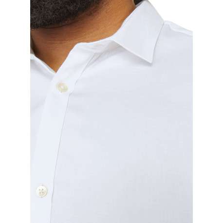 Chemise en coton blanche unie à coupe loose avec col italien et manches longues - Image 7