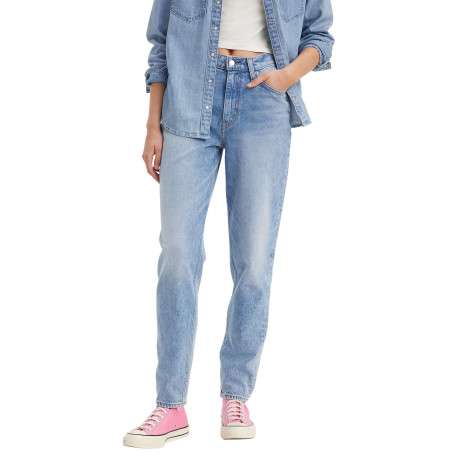 Jean '80s Mom Jeans bleu stone uni à coupe tapered et à taille haute - Image 6