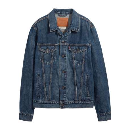 Blouson en jean en coton bleu uni avec un col à revers et des poches