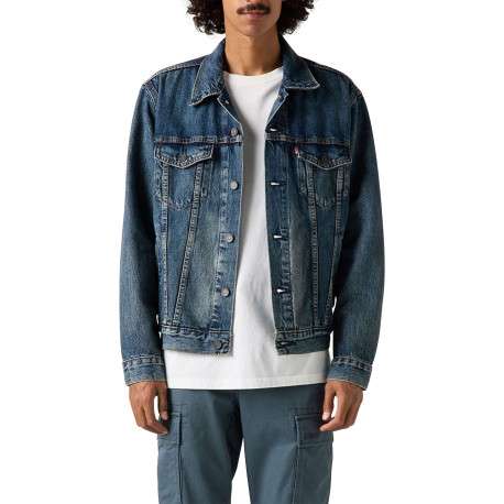 Blouson en jean en coton bleu uni avec un col à revers et des poches - Image 2