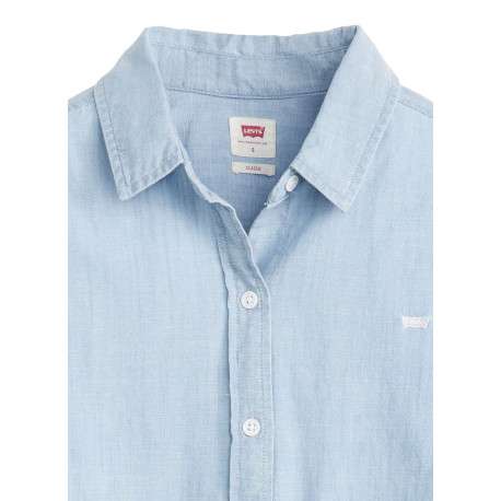 Chemisier denim en coton bleu ciel uni à coupe droite avec le logo brodé - Image 2