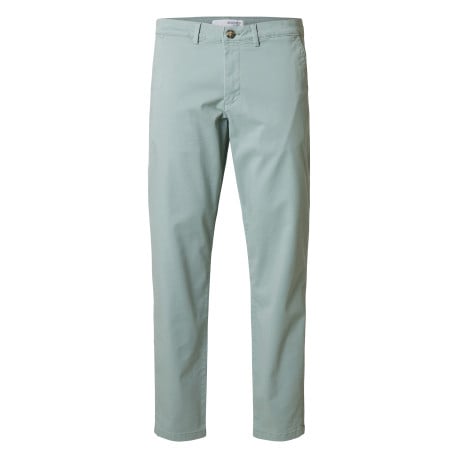 Chino en coton vert d'eau uni à coupe slim avec 2 poches boutonnées