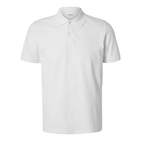 Polo en coton blanc uni à coupe slim avec manches courtes et col à 2 boutons