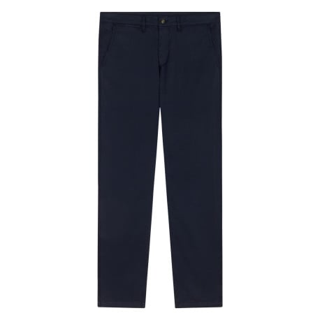Chino en coton bleu marine uni à coupe droite avec 4 poches et liseré tricolore