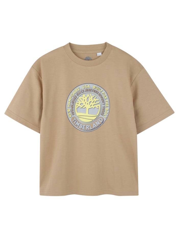 T-shirt en coton camel à...