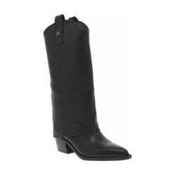 Bottes botte noires à talon décroché moyen à bout pointu avec sur-botte