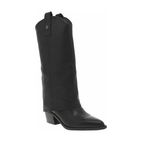 Bottes botte noires à talon décroché moyen à bout pointu avec sur-botte