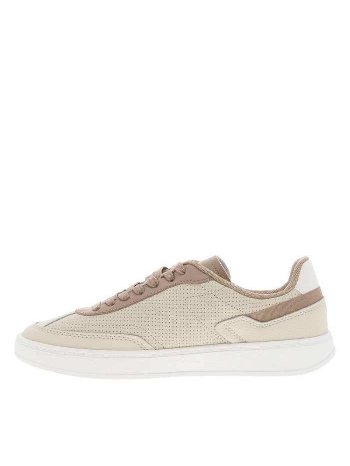 Tennis en cuir beige à...