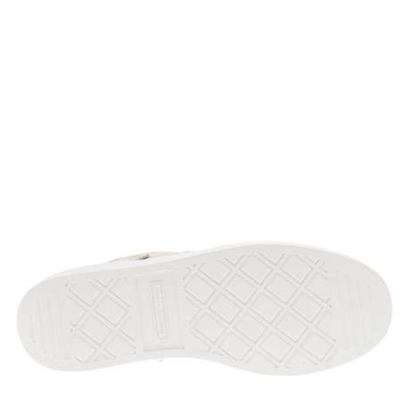 Tennis en cuir beige à talon plat et à lacets plats avec monogramme brodé - Image 5