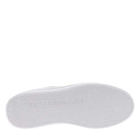 Tennis en cuir blanches à talon plat et à lacets plats avec logo métallique - Image 5