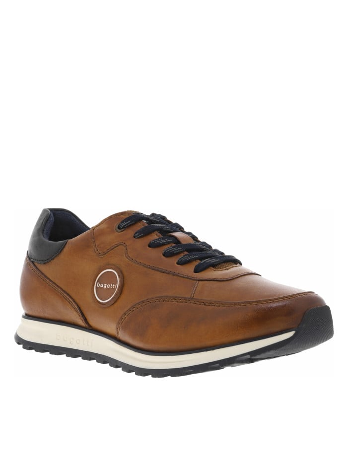 Sneakers en cuir cognac à...