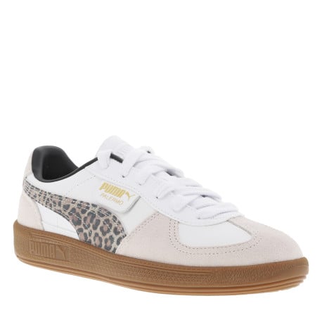 Tennis en cuir léopard plates et à lacets plats avec étiquette de la marque
