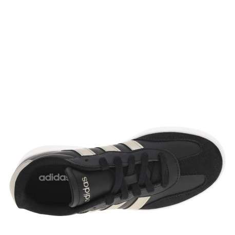 Tennis en croûte de cuir noires à talon plat et lacets plats avec détail argenté - Image 4