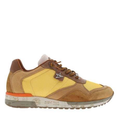Baskets running en cuir jaune plates et lacets élastiqués ronds avec stoppeur - Image 2
